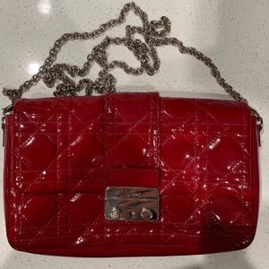 Dior Wallet On A Chain Red Patent Leather
